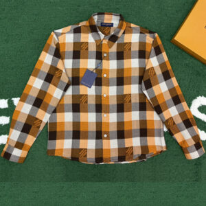 루이비통 【잔디집】 버튼 다운 롱 슬리브드 플란넬 셔츠（레어）