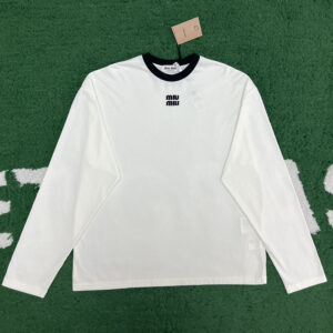 미우미우 【잔디집】 로고 코튼 저지 긴팔 티셔츠（레어）