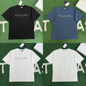 디올 【잔디집】 Couture 디스트레스드 이펙트 코튼 반팔 티셔츠（레어）