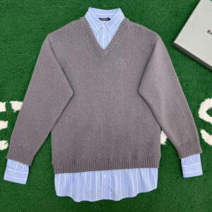 발렌시아가 【잔디집】 V 넥 레이어드 셔츠 스웨터 2컬러（레어）