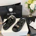 샤넬 리본 벨크로 샌들