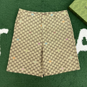 구찌 【잔디집】 GG 와이드 캔버스 필 쿠페 숏 팬츠（레어）