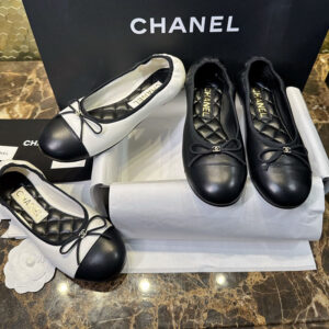 샤넬 【터보】 25C 투톤 발레리나 플랫 슈즈（TJ공장）