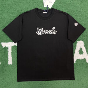 몽클레어 【잔디집】 자수 바시티 로고 코튼 티셔츠（레어）