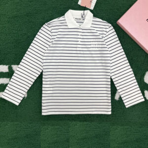 미우미우 [잔디집] 스트라이프 폴로 티셔츠