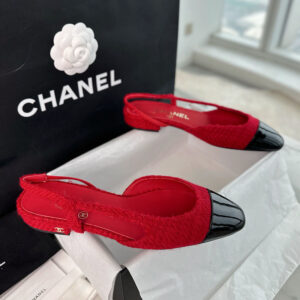 샤넬 【터보】 25A CC 트위드 슬링백 플랫 슈즈（TJ공장）