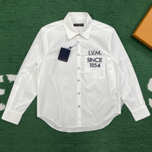 루이비통 【잔디집】 LVM 레터링 롱 슬리브드 시그니처 포플린 셔츠（레어）