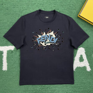 펜디 【잔디집】 붐팝 자수 코튼 반팔 티셔츠 모티프 （레어）