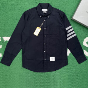 톰브라운 【잔디집】 4-Bar 네임택 솔리드 플란넬 셔팅 사선완장 스트레이트 셔츠（레어）