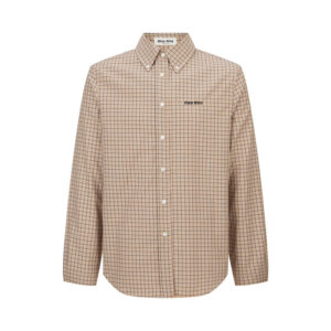 미우미우 【잔디집2】 로고 포플린 체크 셔츠（세븐）