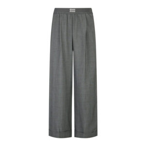 미우미우 【잔디집2】 로고 밴딩 와이드 팬츠（세븐）