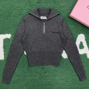 미우미우 【잔디집】 하프 집업 폴로 스웨터 울 캐시미어 (레어)