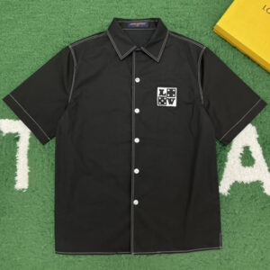 루이비통 [잔디집] 엠브로이더드 쇼트 슬리브드 코튼 셔츠