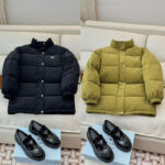 프라다 트라이앵글 로고 패딩 코듀로이