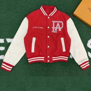 루이비통 【잔디집】 x 퍼렐 믹스 레더 바시티 블루종 자켓（레어）