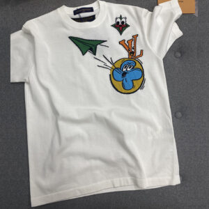 루이비통 【TJ공장】 모노그램 인따르시아 코믹스 숏 슬리브드 크루넥 니트（터보）