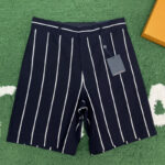 루이비통 【잔디집】 테일러드 스트라이프 숏 팬츠 리넨 코튼 블렌드 （레어）