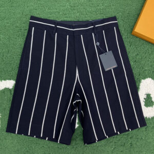 루이비통 【잔디집】 테일러드 스트라이프 숏 팬츠 리넨 코튼 블렌드 （레어）