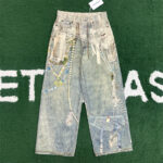 아크네 【잔디집】 스택 벨트 프린트 1981 배기 데님 진（레어）