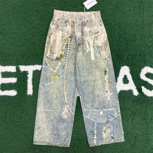 아크네 【잔디집】 스택 벨트 프린트 1981 배기 데님 진（레어）