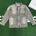 프라다 【잔디집】 트라이앵글 로고 데님 블루종 자켓（레어）