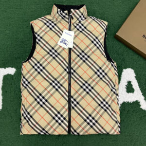 버버리 【잔디집】 리버시블 체크 나일론 패딩 조끼 (레어)