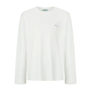 프라다 【잔디집2】 트라이앵글 로고 저지 긴팔 티셔츠（세븐）