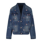 루이비통 【잔디집2】 x 니고 라인스톤 플로럴 엠브로이더드 데님 기모노 자켓（세븐）