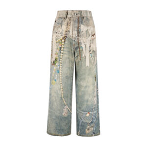 아크네 【잔디집2】 스택 벨트 프린트 1981 배기 데님 진（세븐）