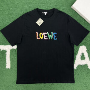 로에베 [잔디집] 자수 로고 릴랙스 반팔 티셔츠