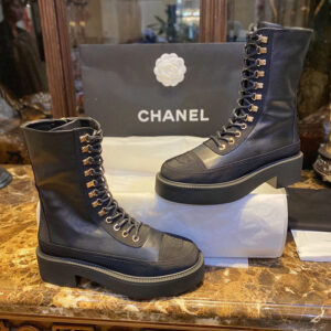 샤넬 【TJ공장】 cc로고 레이스업 워커 부츠（터보）