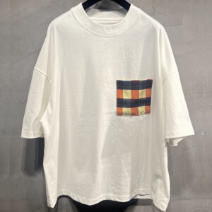 보테가베네타 깅엄 포켓 소프트 코튼 반팔 티셔츠