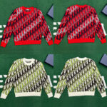 디올 【잔디집】 멀티 컬러 오블리크 올오버 스웨터（레어）