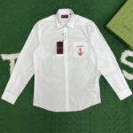 구찌 【잔디집】 자수 코튼 포플린 셔츠（레어）