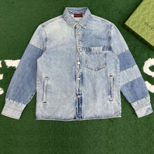 구찌 【잔디집】 루즈핏 데님 코튼 셔츠（레어）