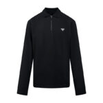 프라다 【잔디집2】 트라이앵글 로고 피케 폴로 저지 긴팔 티셔츠（세븐）