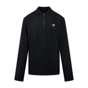 프라다 【잔디집2】 트라이앵글 로고 피케 폴로 저지 긴팔 티셔츠（세븐）