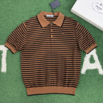 프라다 【잔디집】 스트라이프 코튼 폴로 셔츠（레어）