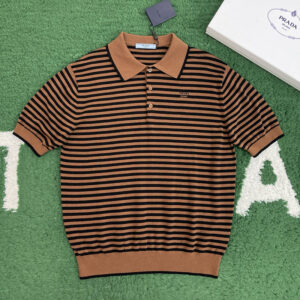 프라다 【잔디집】 스트라이프 코튼 폴로 셔츠（레어）