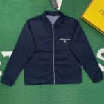 펜디 【잔디집】 FF 메탈 로고 개버딘 블루종 자켓（레어）