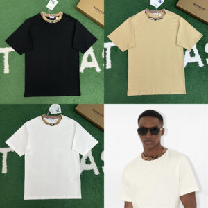 버버리 【잔디집】 코튼 체크 트리밍 티셔츠 (레어)