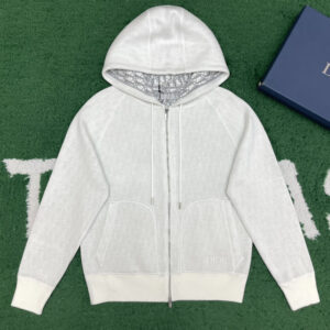 디올 [잔디집] 오블리크 트랙 자켓 니트 캐시미어 코튼 화이트 후드