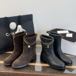 샤넬 25B 체인 레더 앵클 부츠