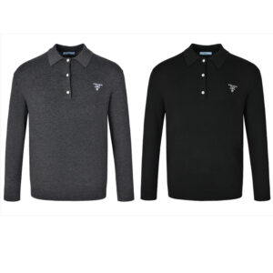 프라다 【잔디집2】 로고 실크 폴로 셔츠（세븐）