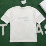 셀린느 【잔디집】 더블 레이어 코튼 저지 반팔 티셔츠（레어）