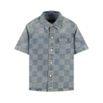 루이비통 (세븐) 【잔디집2】 다미에 3D 라이트 데님 반팔 셔츠