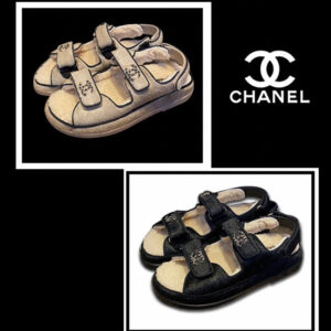 샤넬 [TJ공장] 22a CC 로고 벨크로 샌들