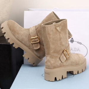 프라다 【Hello】 트라이앵글 로고 스웨이드 레더 부티 부츠（터보）