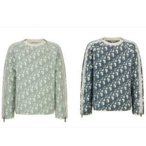 디올 [잔디집2] 오블리크 스웨터 버진 울 코튼 블렌드 자카드 슬리브 지퍼