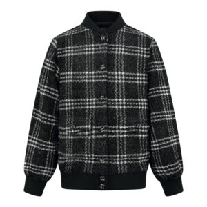 샤넬 【잔디집2】 숄카라 체크 버튼 울 트위드 자켓（세븐）